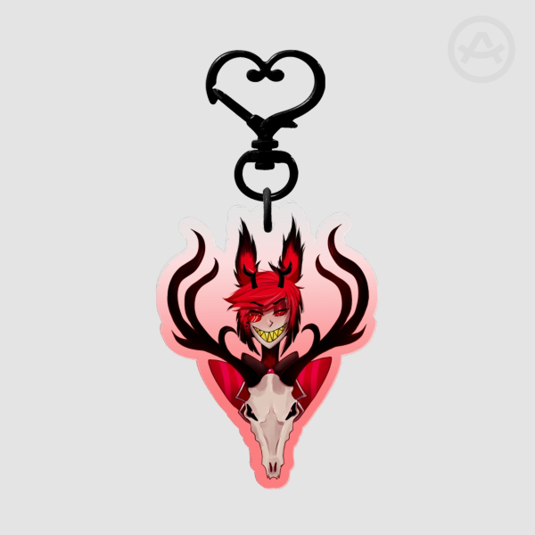 Alastor deer skull Acrylic Keychain red gradiant