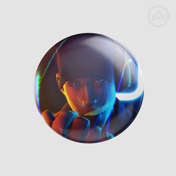 Scout Smoking in Neon 44mm Badge (Holo)
