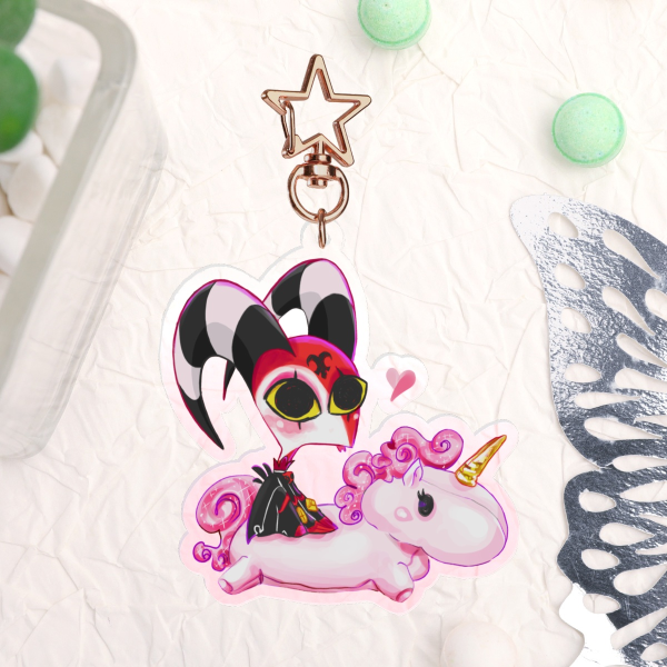 [Keychain] Unicorn Blitzy Pink Clear Acrylic