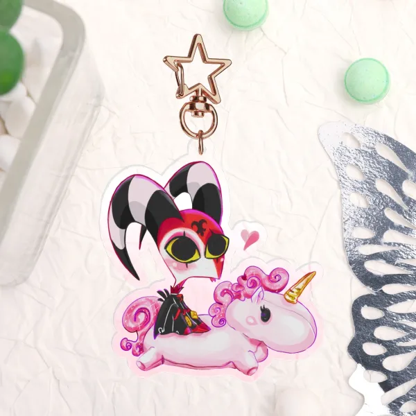 [Keychain] Unicorn Blitzy Pink Clear Acrylic