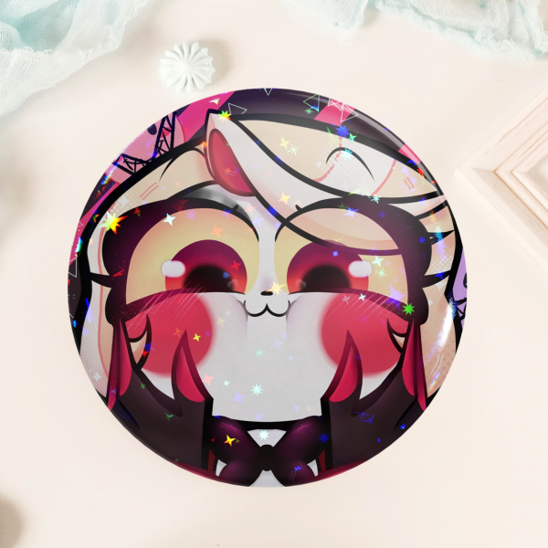 Hazbin Hotel: Charlie's Cheeks - Holo Star Button Pin