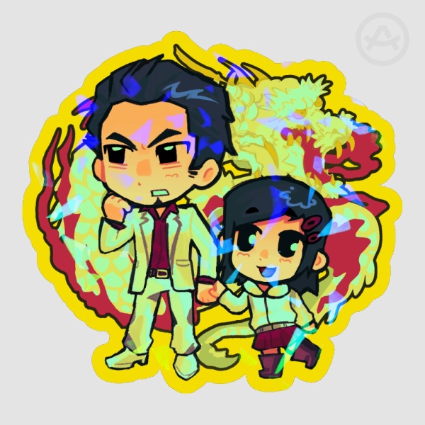 Kiryu Kazuma and Haruka duo Broken Glass Sticker / Yakuza