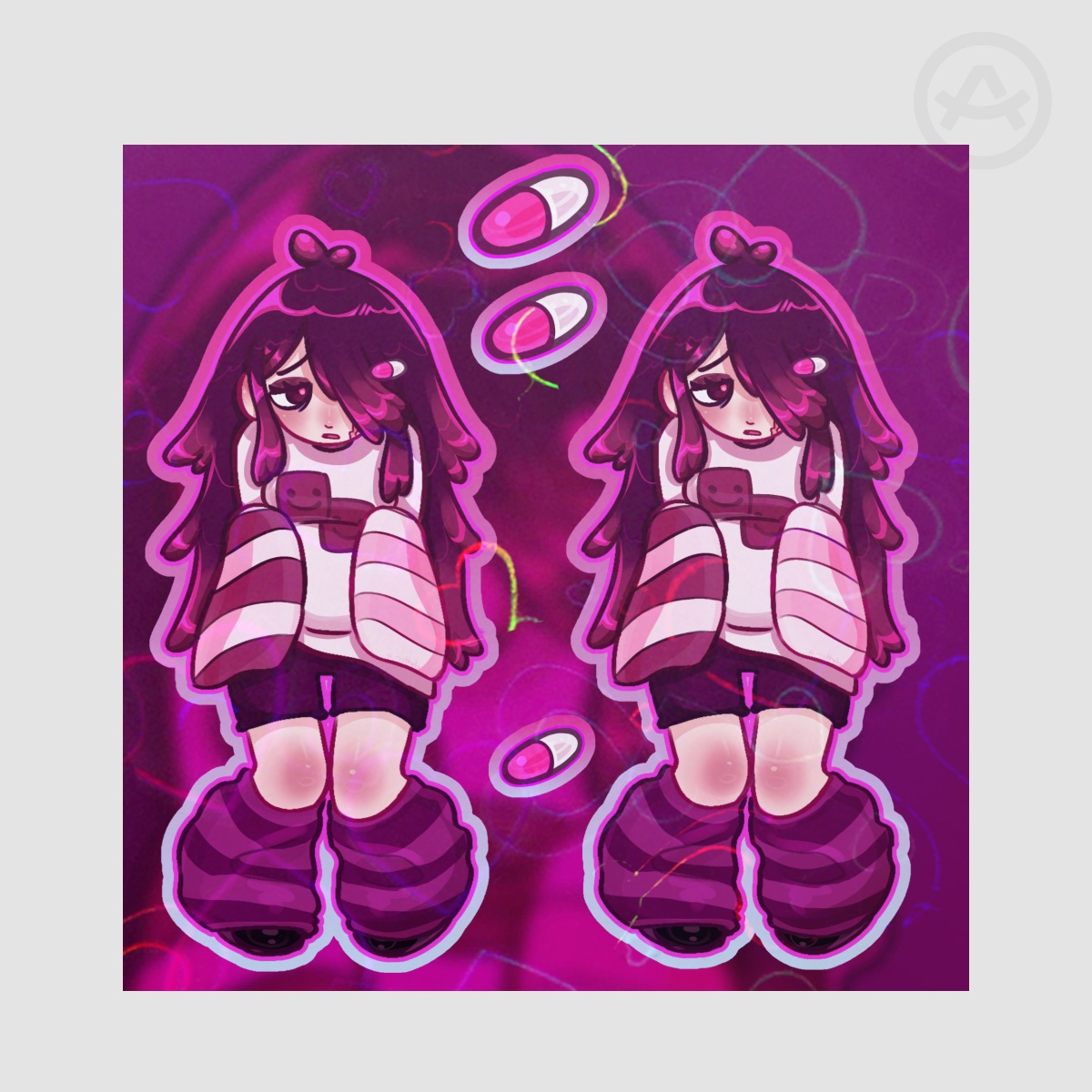 Double Shisa Holo Heart Stickers Sheet