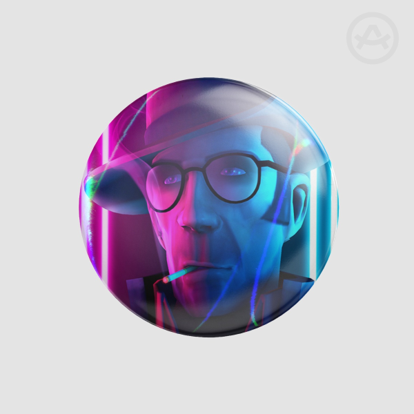 Sniper Smoking in Neon 44mm Badge (Holo)