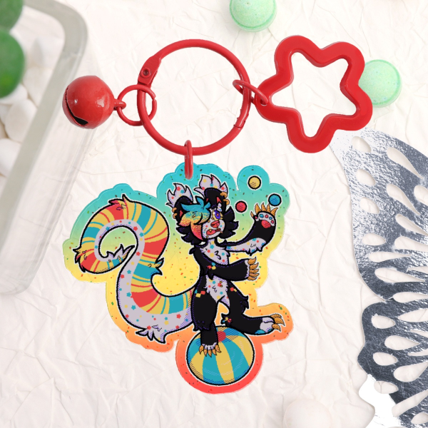 Trinket Juggling Chibi Coloured Edge Acrylic Keychain