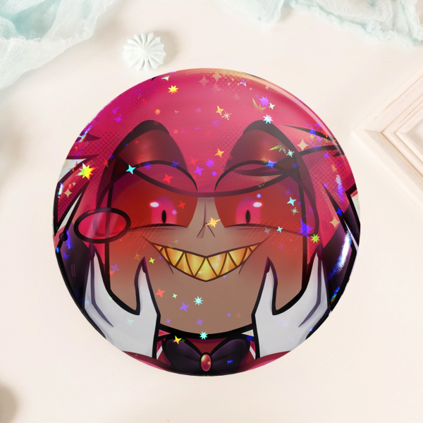 Hazbin Hotel: Alastor's Cheeks - Holo Star Button Pin