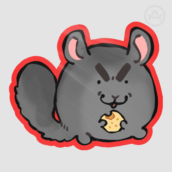 evil chinchilla glossy sticker