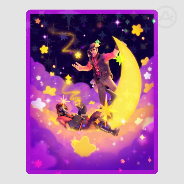 Pyro and Sniper in Dreamland 3" Sticker (Star Holo)