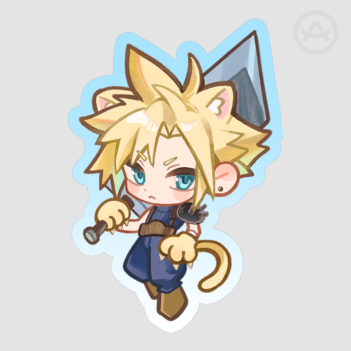 Cloud Strife Colored Edge Die Cut Sticker