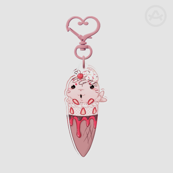 strawberry icecream seal keychain