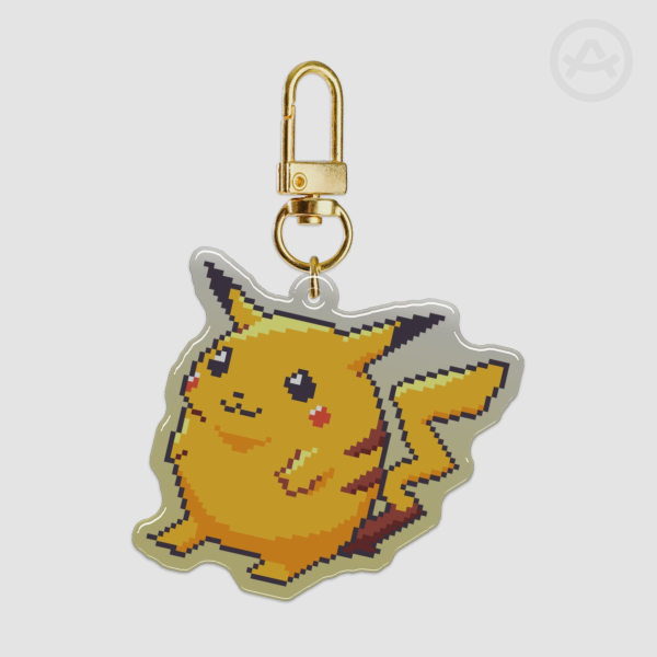 Pixel Fat Pikachu Pokemon Epoxy Clear Acrylic Keychains