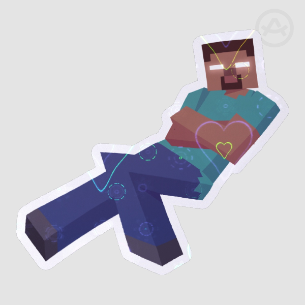 herobrine floating sticker (hearts holo)