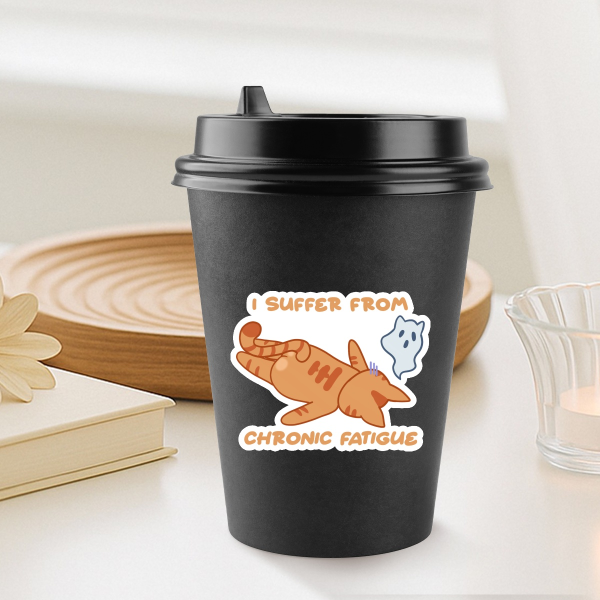 Chronic fatigue kitty Die Cut Stickers