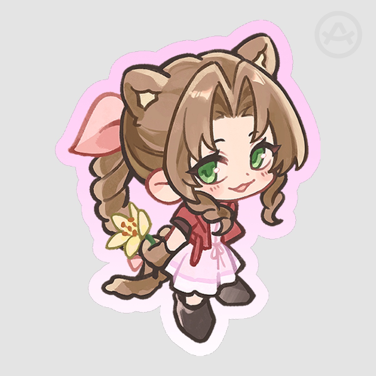 Aerith Colored Edge Die Cut Sticker