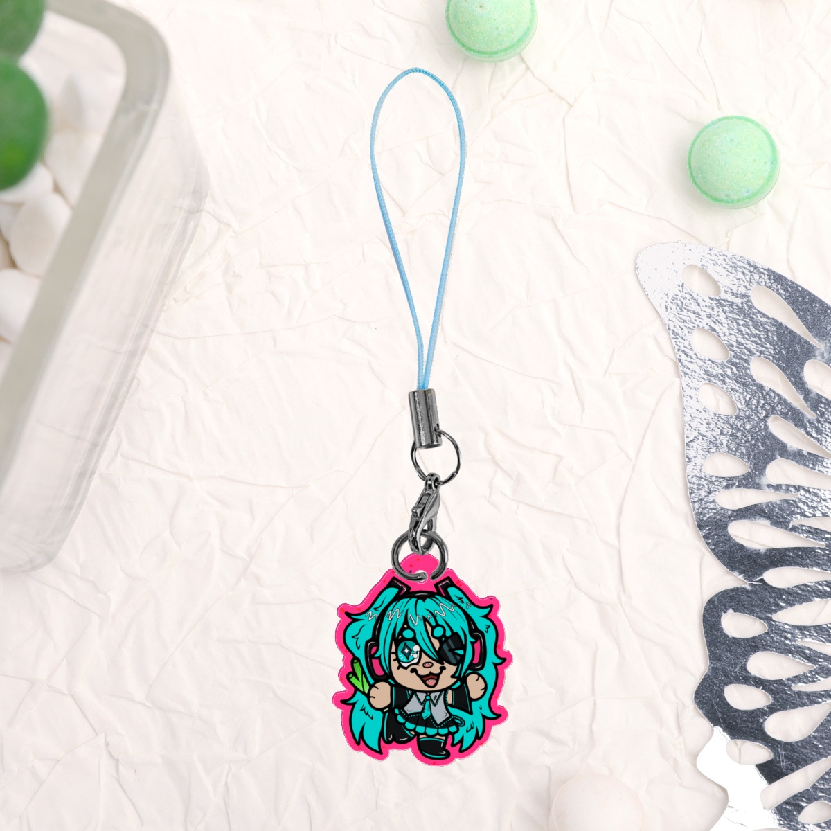 Hatsune Miku Little Dude Glitter Acrylic Keychain/Phone Charm