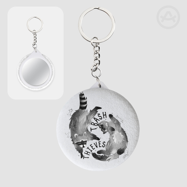 Trash Thieves Plush Badge Mirror Keychain