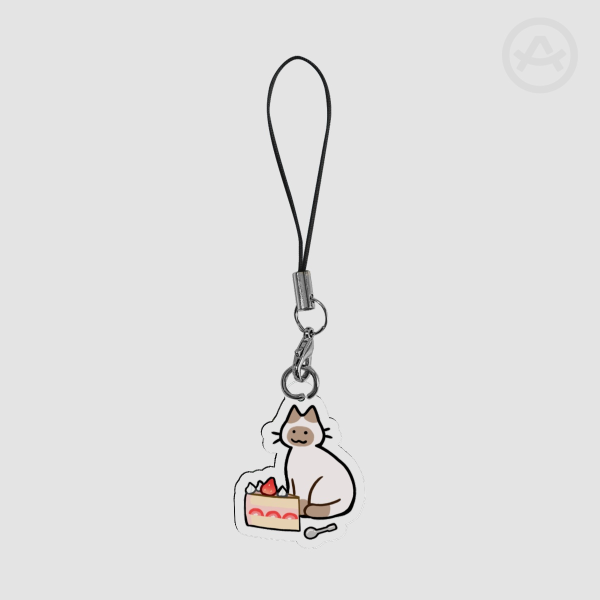 Strawberry cake cat phone charm