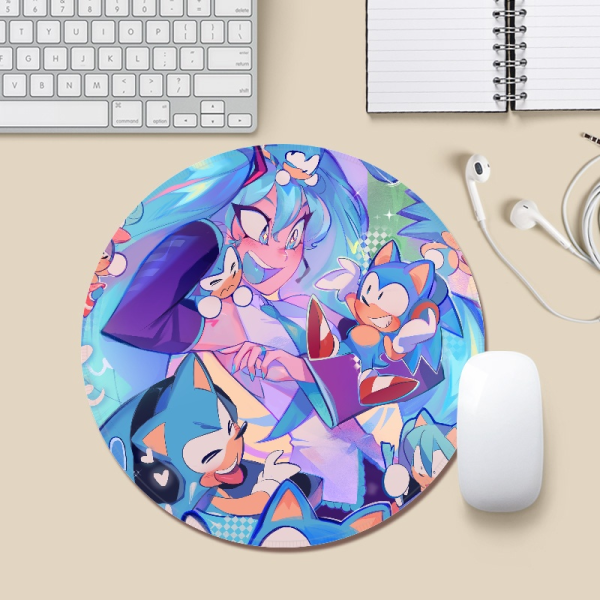 Miku and sonic Round Mouse Pad