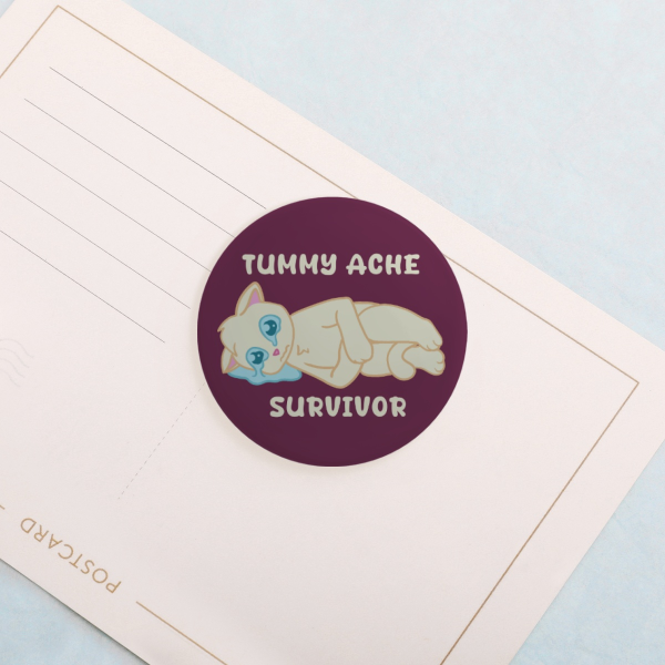 Tummy ache kitty Round Badges (Button Pins)