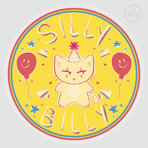 Silly Billy Clear PET Vinyl Die Cut Sticker