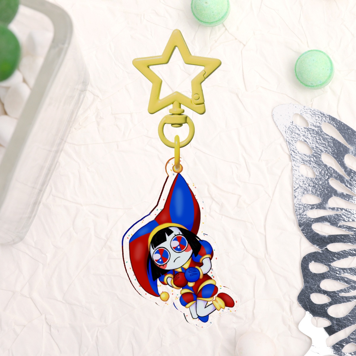 Pomni Glitter Keychain