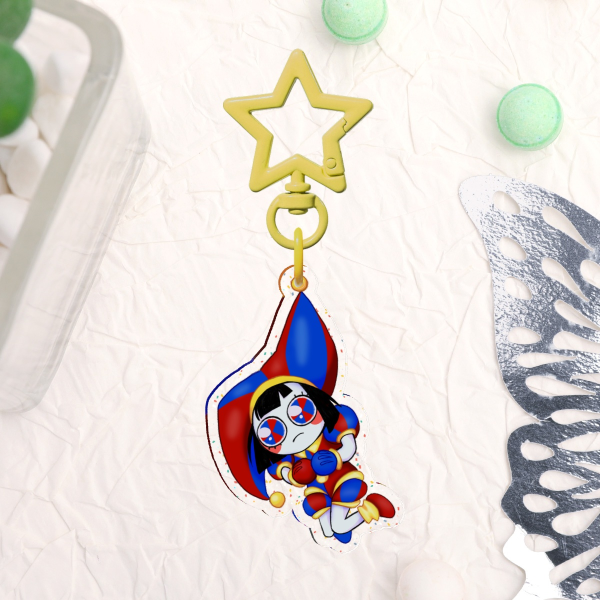 Pomni Glitter Keychain