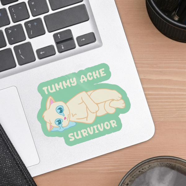 Tummy ache kitty Die Cut Stickers