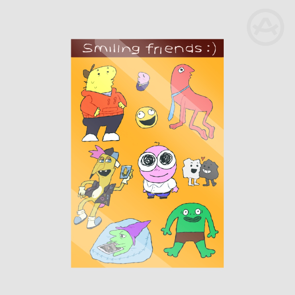 smiling friends sticker sheet