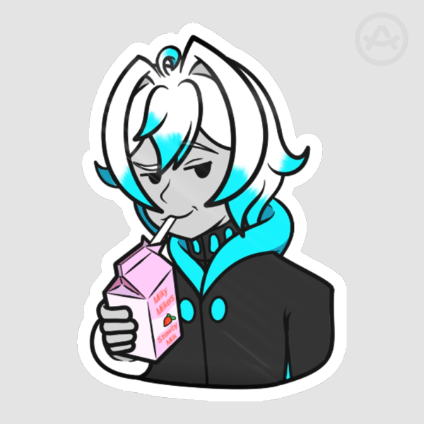 Neon Strawberry Milk Zip Sticker