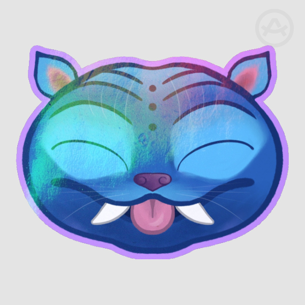 Derpy Tiger holographic die cut sticker