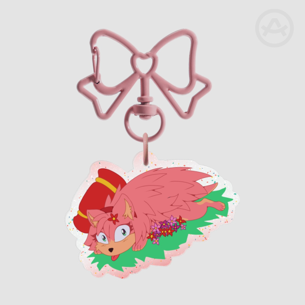 Amy Rose Glitter Acrylic Keychains
