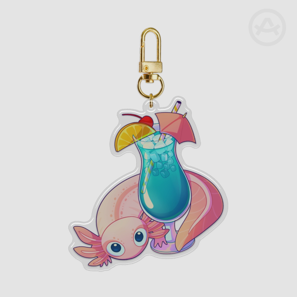 Blue Drink Axolotl [Epoxy Keychain]