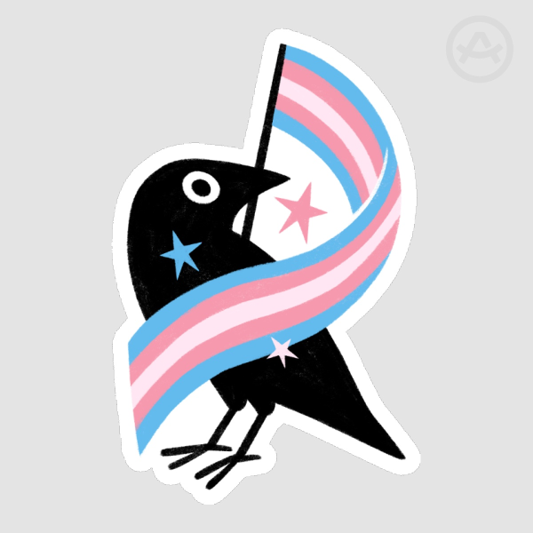 Transgender Pride Crow Sticker