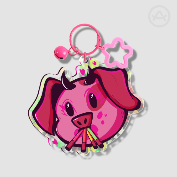 Hazbin Hotel Fat Nuggets Diva Make Up Broken Glass Acrylic Keychain