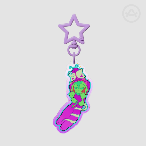 Alien couple - Gerden sleeping Keychain