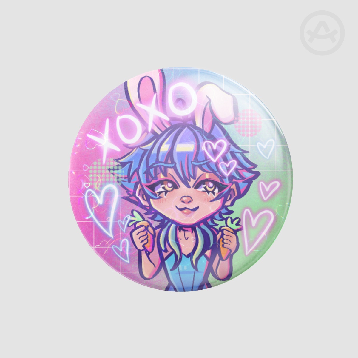 Ao"Bun" Heart Holo Button