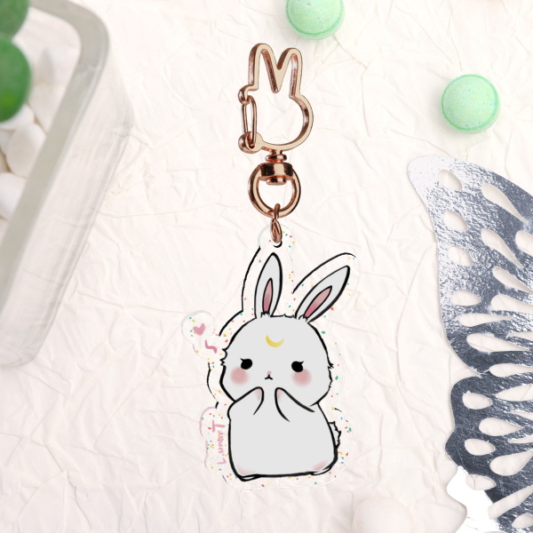 Moonbunny [OC] - Glitter Acrylic Keychain