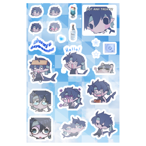 Shark Boy Silly Stickers Sheet