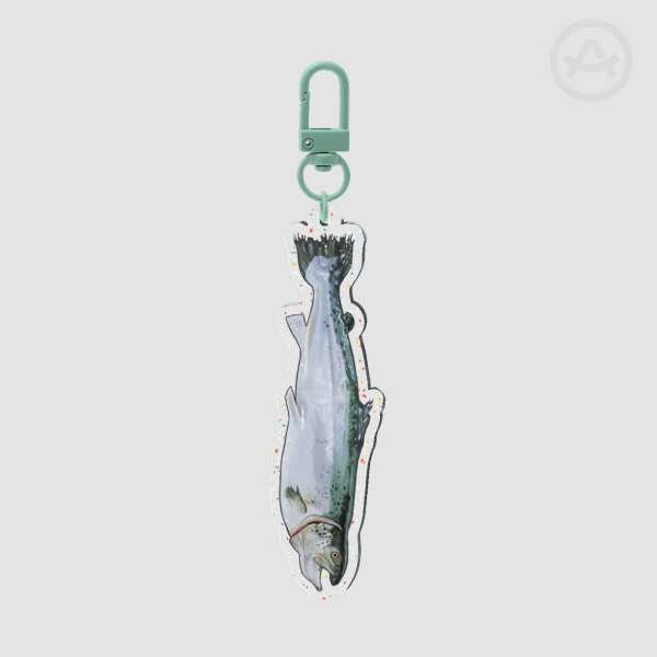 Salmon Glitter Acrylic Keychain