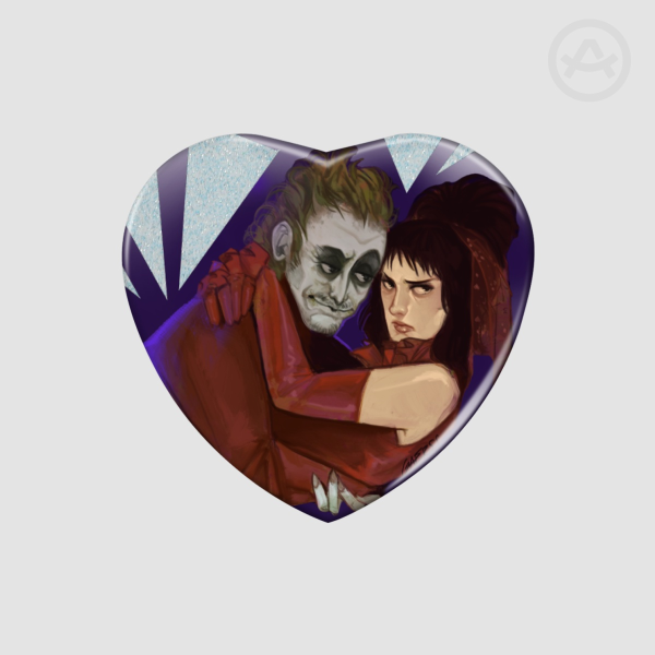 Beetlejuice x Lydia - Heart Shape Holographic Badge