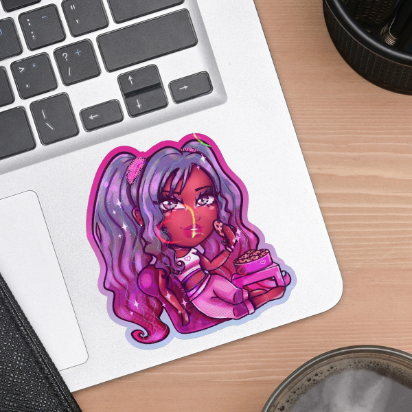 Pink Miku & Cookies - Holographic Hearts Sticker