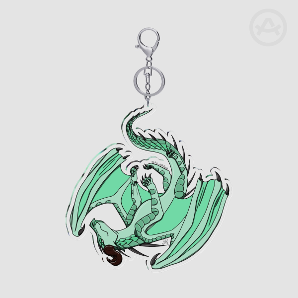 Green Dragon Clear Acrylic Keychain