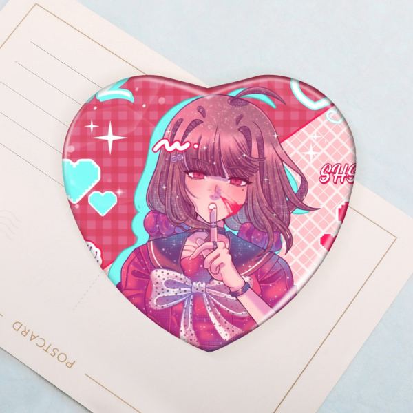 Maki Harukawa Heart Shape Holographic Badge