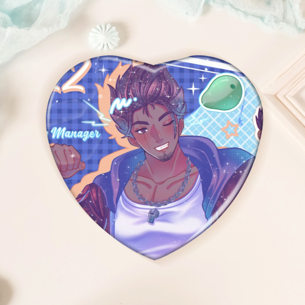 Nekomaru Nidai Heart Shape Holographic Badge