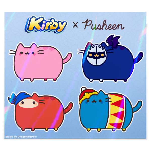 Kirby x Pusheen Stickers [UNOFFICIAL/FANMADE]
