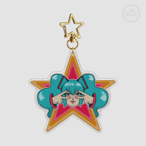 Miku Beam Glitter Keychain