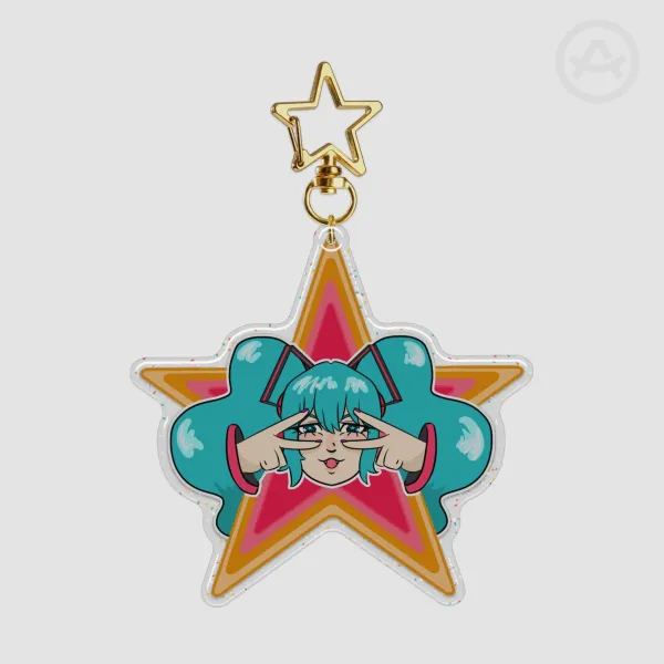 Miku Beam Glitter Keychain