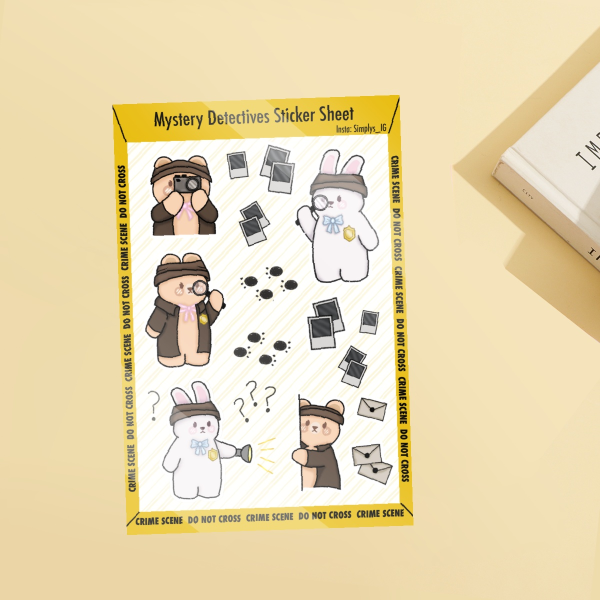 Bunny & Bear Detective Sticker Sheet
