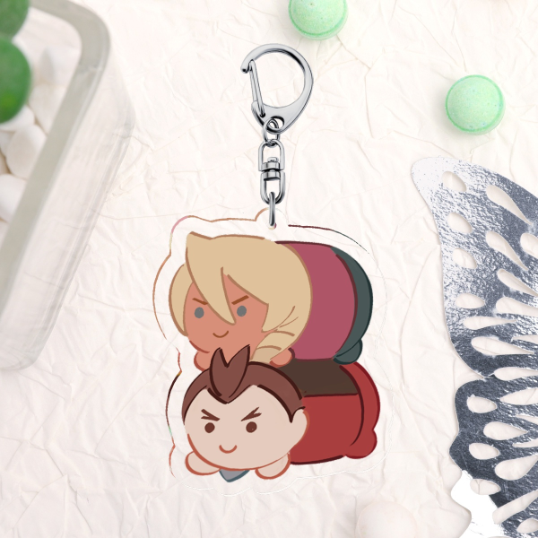 Ace Attorney/ Apollo & Klavier Clear Acrylic Keychain - Beans Version