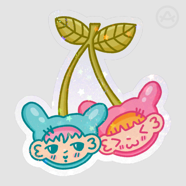 Cherry Bunnies Sticker (holo stars)